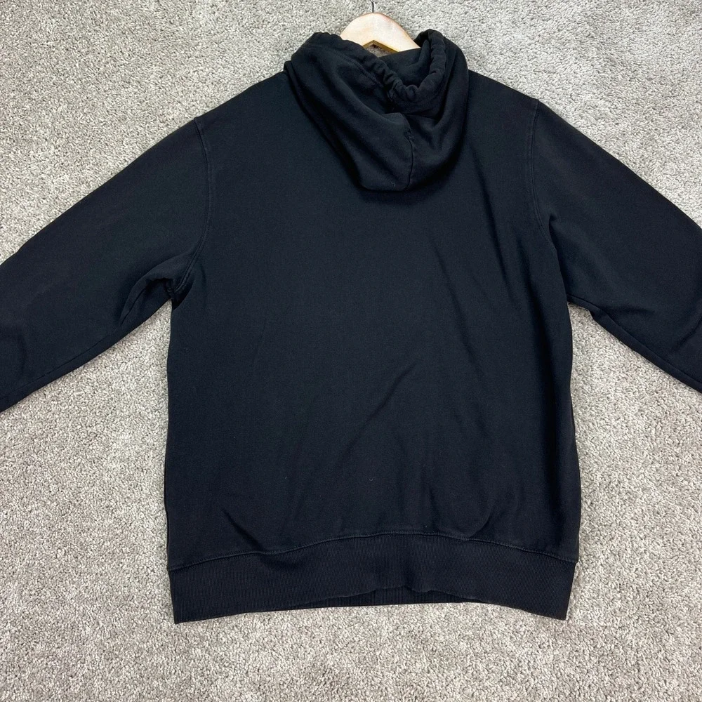 The North Face Hoodie Mens M Black Long Sleeve Fleece Pullover Circular Design